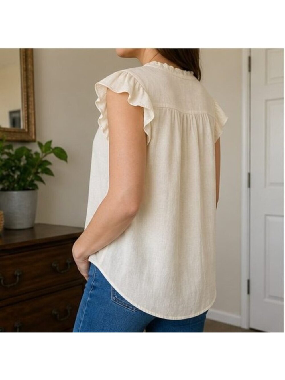 Cream Ruffle Blouse - Picture 3 of 6